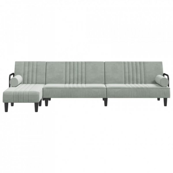 Sofa rozkładana L, jasnoszara, 260x140x70 cm, aksamit