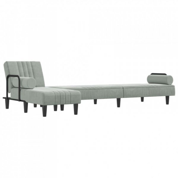 Sofa rozkładana L, jasnoszara, 260x140x70 cm, aksamit