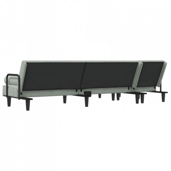 Sofa rozkładana L, jasnoszara, 260x140x70 cm, aksamit