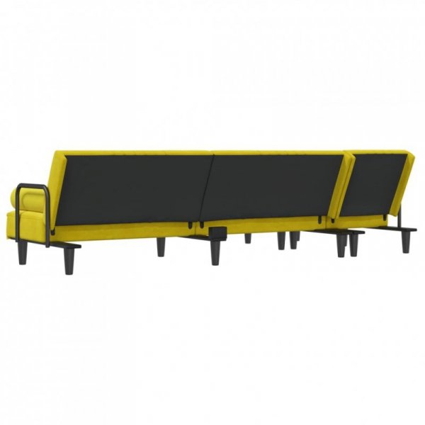 Sofa rozkładana L, żółta, 260x140x70 cm, aksamit