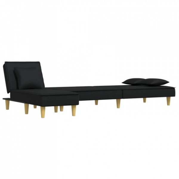 Sofa rozkładana w kształcie L, czarna, 255x140x70 cm, tkanina