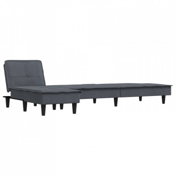 Sofa rozkładana L, ciemnoszara, 255x140x70 cm, aksamit