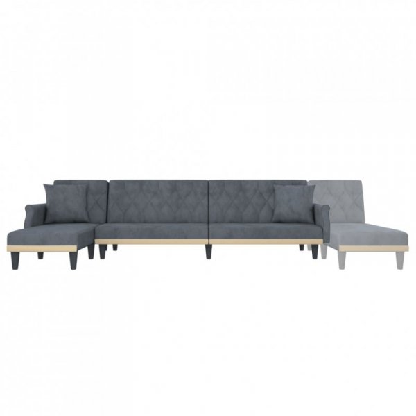 Sofa rozkładana L, ciemnoszara, 271x140x70 cm, aksamit