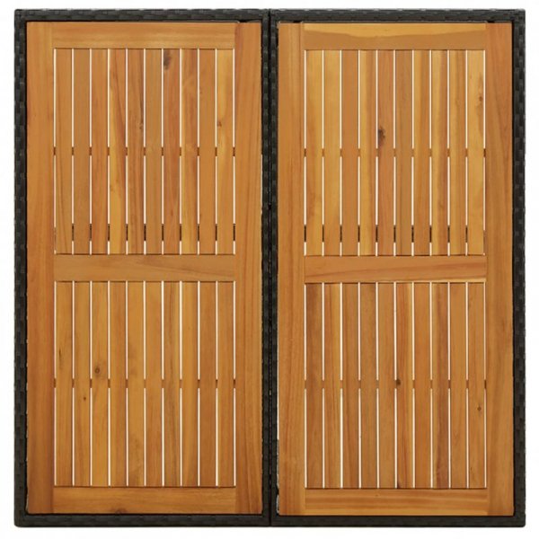 Stół ogrodowy, czarny, 109x107x74 cm, rattan PE i akacja