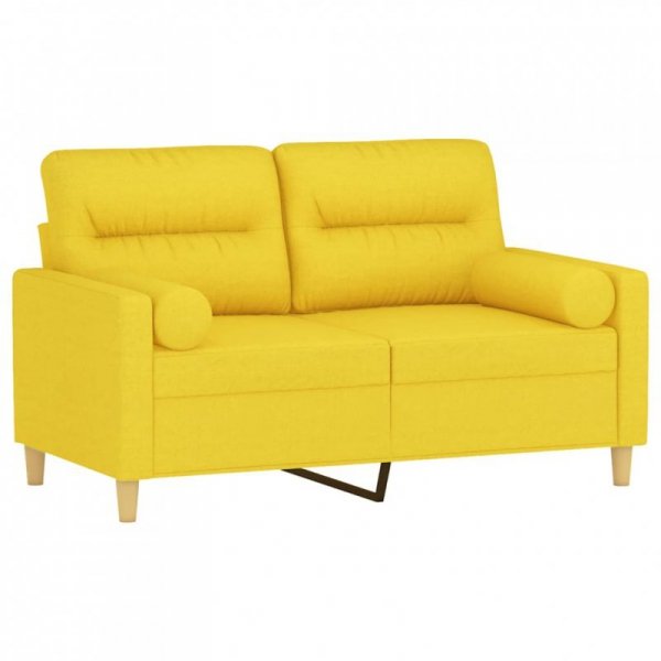 2-osobowa sofa z poduszkami, jasnożółta, 120 cm, tkanina