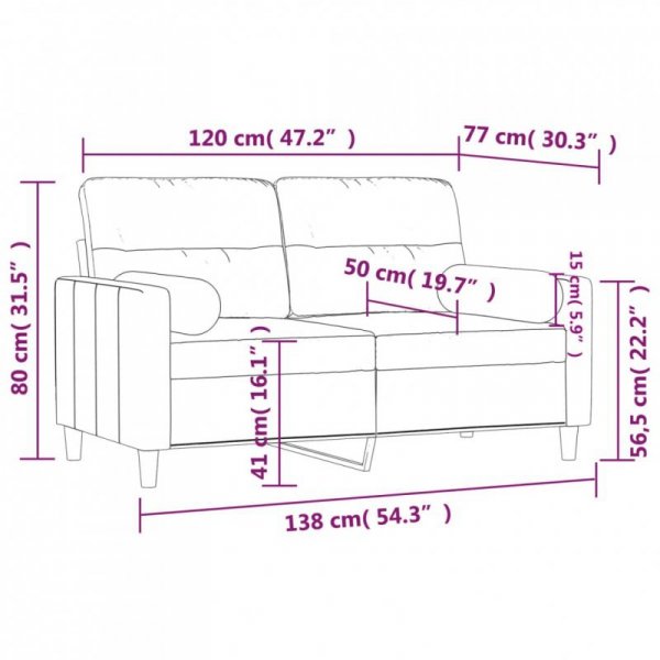 2-osobowa sofa z poduszkami, jasnożółta, 120 cm, tkanina