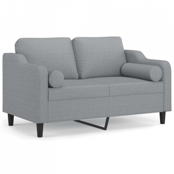 2-osobowa sofa z poduszkami, jasnoszara, 120 cm, tkanina
