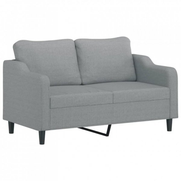 2-osobowa sofa z poduszkami, jasnoszara, 140 cm, tkanina