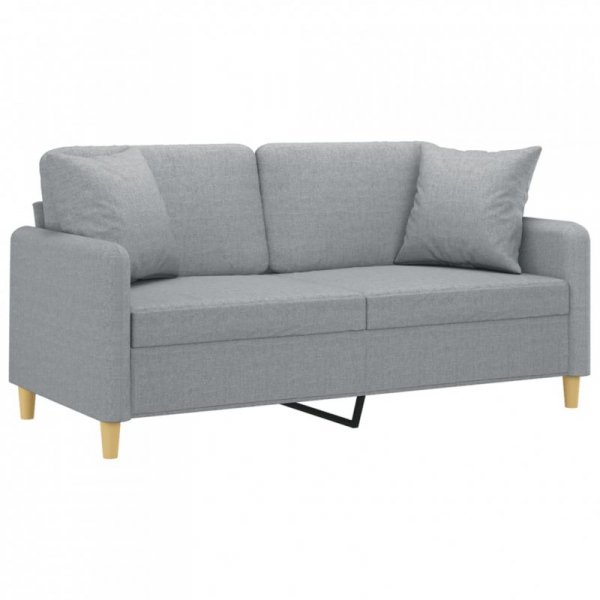 2-osobowa sofa z poduszkami, jasnoszara, 140 cm, tkanina