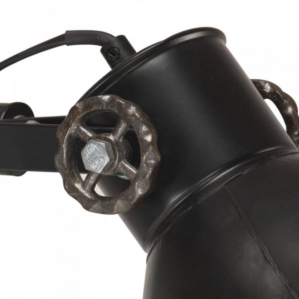 Lampa podłogowa z 2 kloszami, czarna, E27, żeliwo