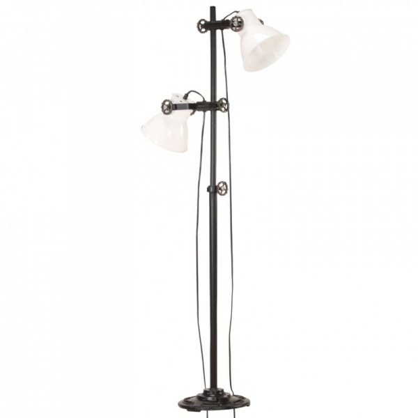 Lampa podłogowa z 2 kloszami, biała, E27, żeliwo