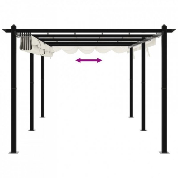 Altana ogrodowa ze zwijanym dachem, kremowa, 3x6 m, aluminium