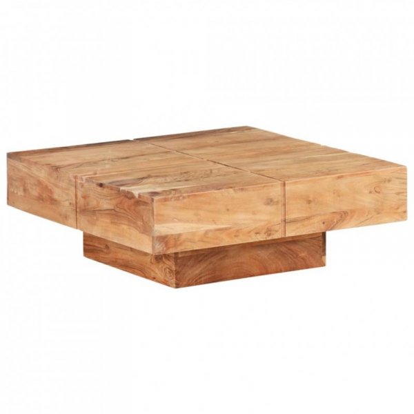 Stolik kawowy, 80x80x28 cm, lite drewno akacjowe