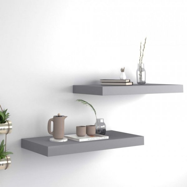 Półki ścienne, 2 szt., szare, 50x23x3,8 cm, MDF