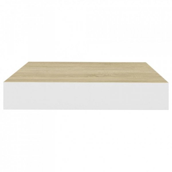 Półki ścienne, 4 szt., dębowo-białe, 23 x 23,5 x 3,8 cm, MDF