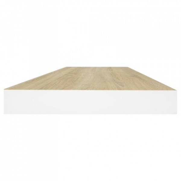 Półki ścienne, 4 szt., kolor dębu i biel, 60x23,5x3,8 cm, MDF