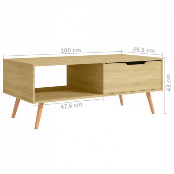 Stolik kawowy, dąb sonoma 100x49,5x43cm materiał drewnopochodny