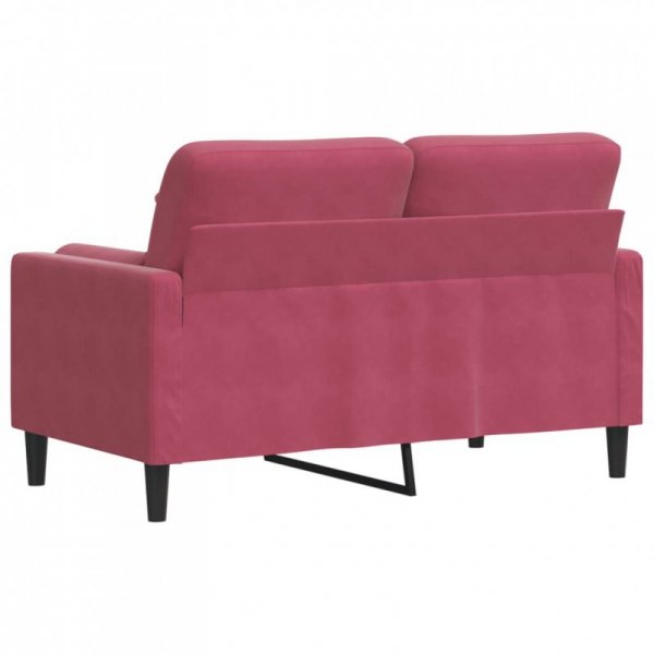 2-osobowa sofa z poduszkami, winna czerwień, 120 cm, aksamit