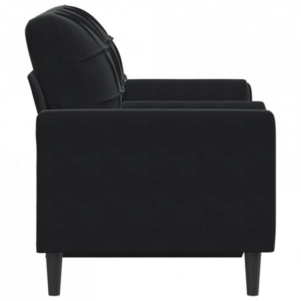 2-osobowa sofa z poduszkami, kolor czarny, tkanina aksamit, szerokość 120 cm