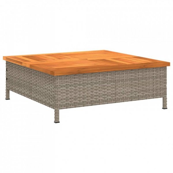 Stolik ogrodowy, szary, 70x70x25 cm, rattan i drewno akacjowe