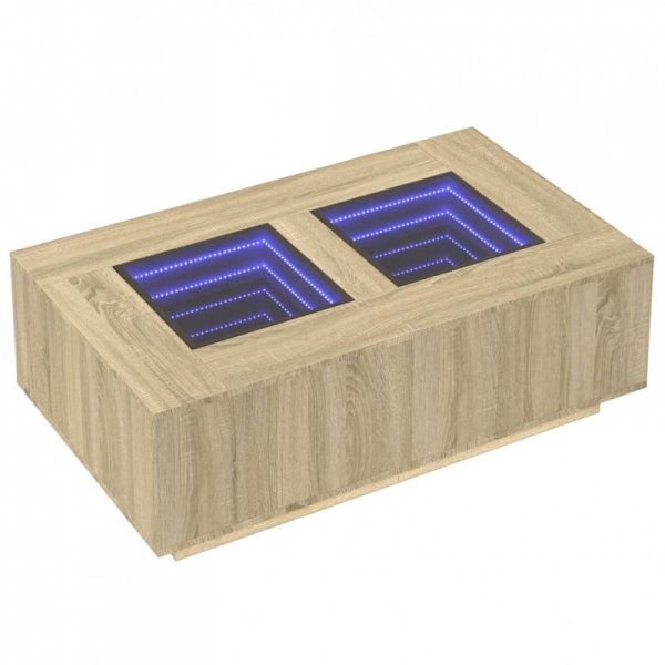 Stolik kawowy z LED Infinity, dąb sonoma, 116x69x40 cm