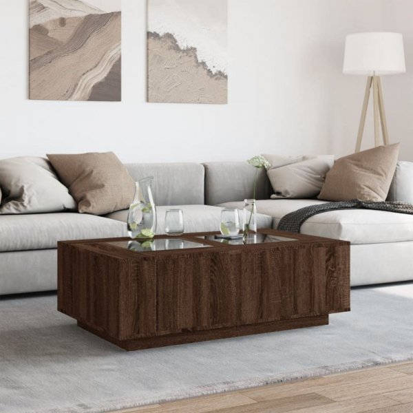 Stolik kawowy z LED Infinity, brązowy dąb, 116x69x40 cm
