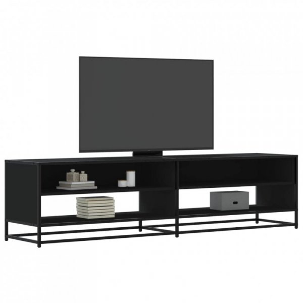 Szafka pod TV, czarna, 180,5x40x46 cm, materiał drewnopochodny