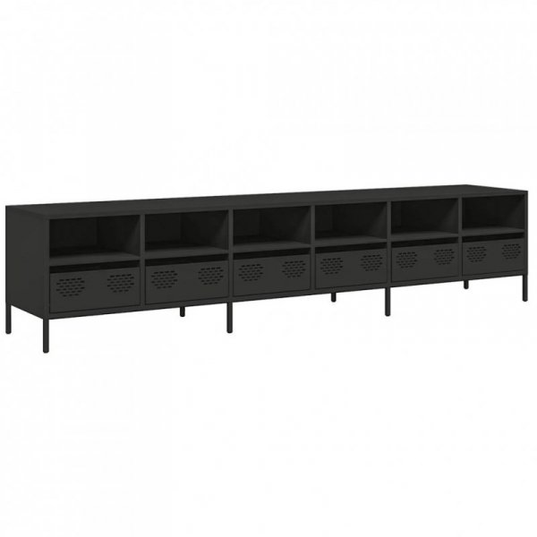 Szafka RTV, czarna, 202x39x43,5 cm, stal walcowana na zimno