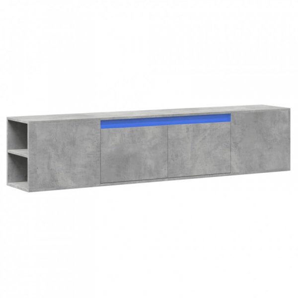 Ścienna szafka pod TV, z LED, szarość betonu, 180x31x39,5 cm