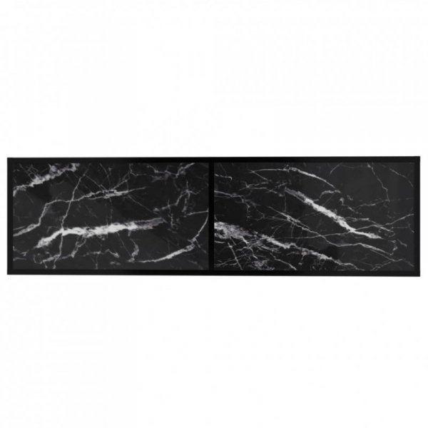 Szafka pod TV, czarny marmur, 140x40x40,5 cm, szkło hartowane