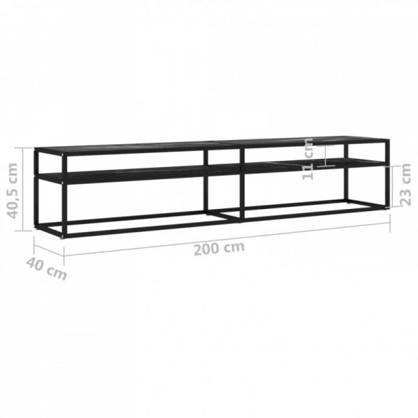 Szafka pod TV, czarny marmur, 200x40x40,5 cm, szkło hartowane