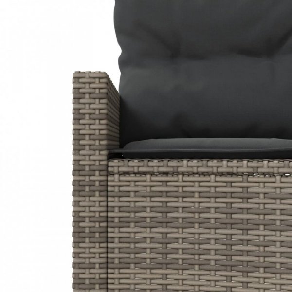 Sofa ogrodowa z poduszkami, półokrągła, szary rattan PE