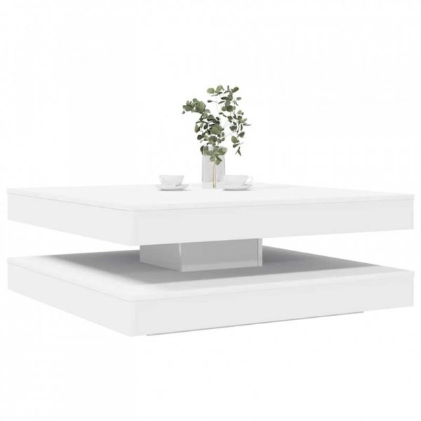 Stolik kawowy obrotowy 360 stopni biały 90x90x34,5 cm