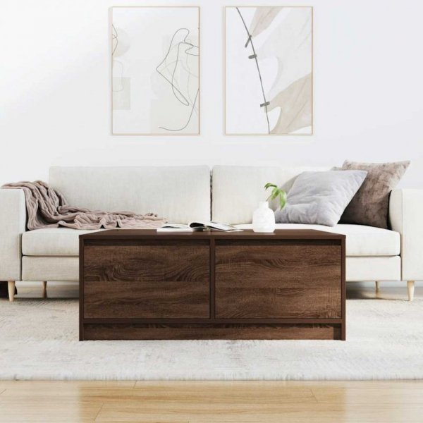 Stolik kawowy z szufladami Brązowy Dąb 100x100x40 cm