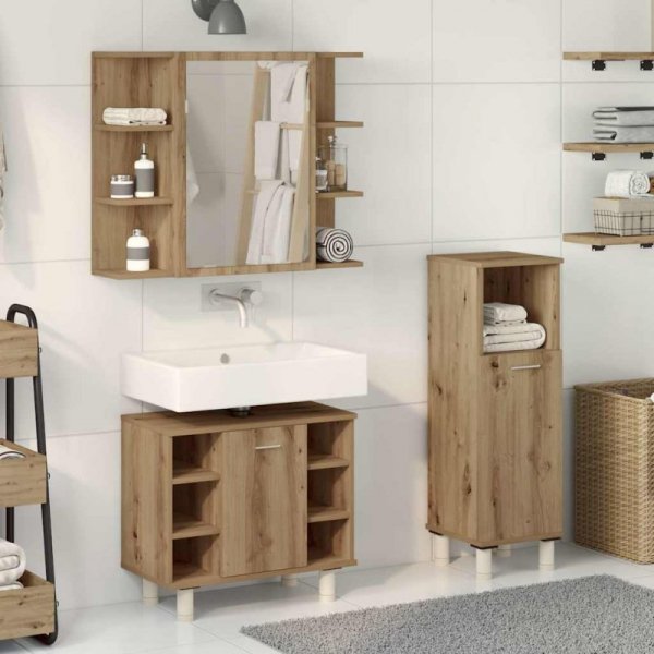 3-częściowy zestaw mebli łazienkowych, dąb artisan