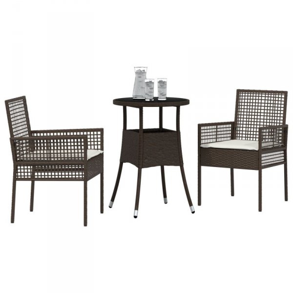 Zestaw mebli jadalnych  Zestaw 3 Brązowy Rattan, Metal Wytrzymały