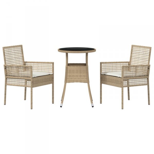 Zestaw mebli do jadalni  Zestaw 3 Beżowy Rattan, Metal Trwały