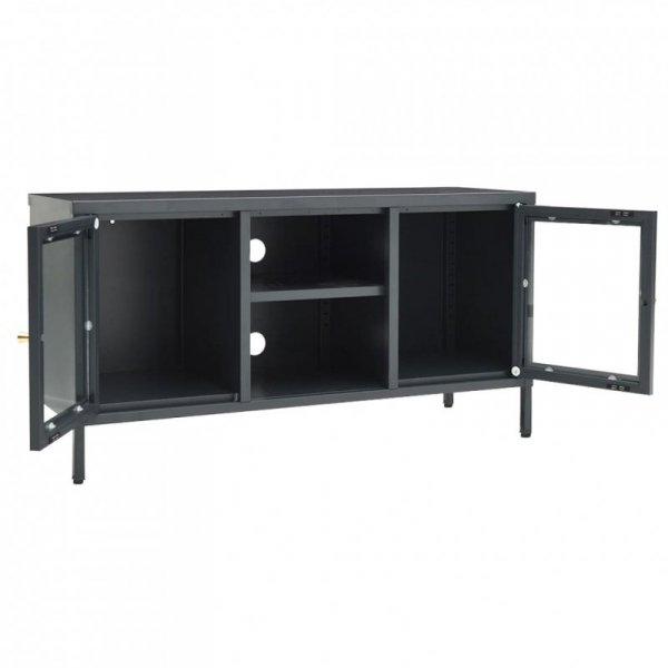 Szafka pod telewizor, antracytowa, 105x35x52 cm, stal i szkło