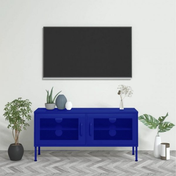 Szafka pod telewizor, granatowa, 105x35x50 cm, stalowa