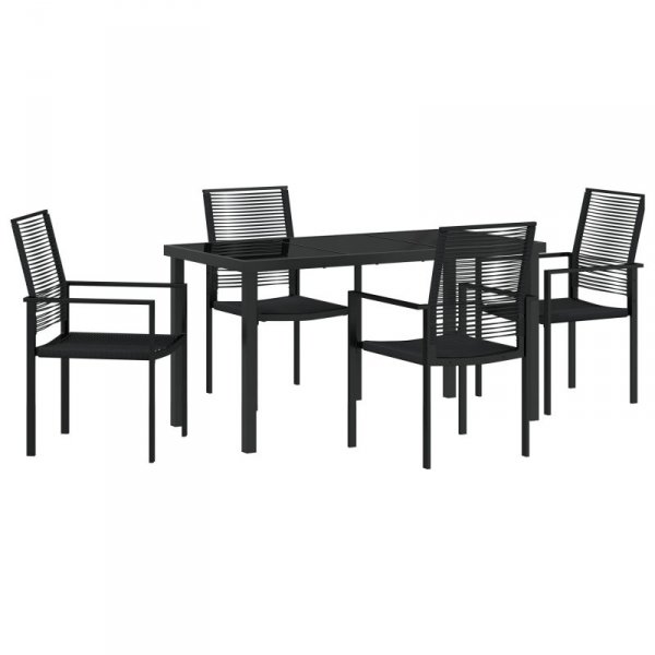 Zestaw 5-częściowy jadalnia ogrodowa  czarny PVC rattan