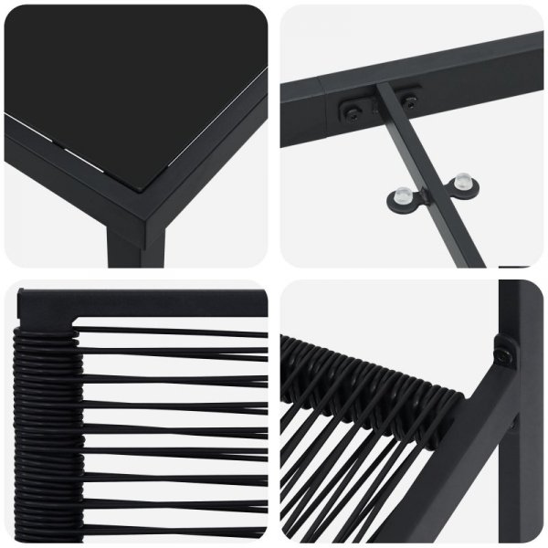 Zestaw do jadalni w ogrodzie  7 szt. Czarny Rattan PVC