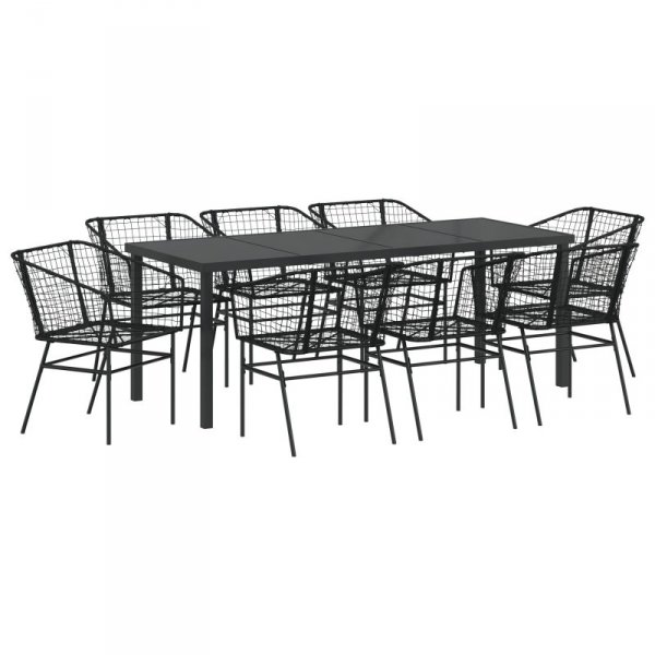 Zestaw 5 Czarny PE rattan, stal malowana proszkowo Standard