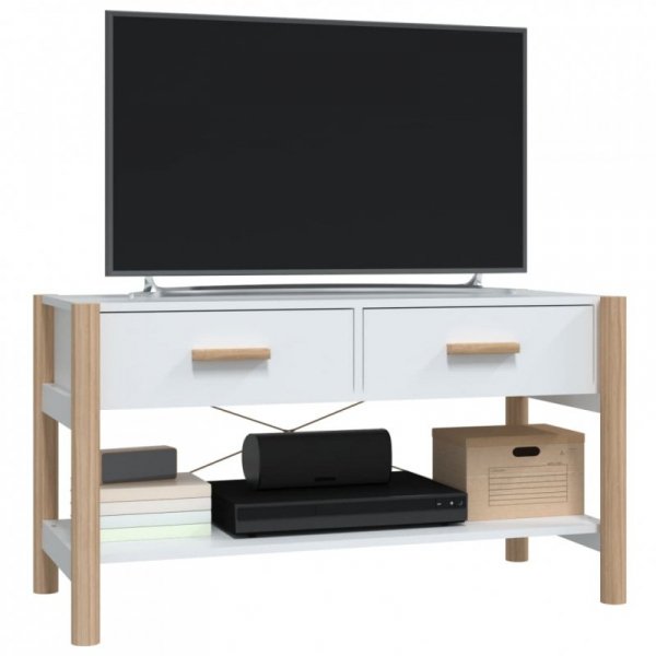 Szafka pod TV, biała, 82x38x45 cm, materiał drewnopochodny