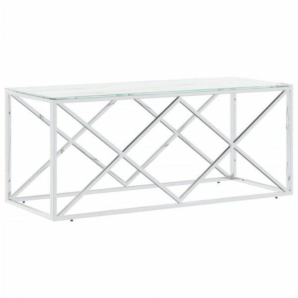 Stolik kawowy, 110x45x45 cm, stal nierdzewna i szkło