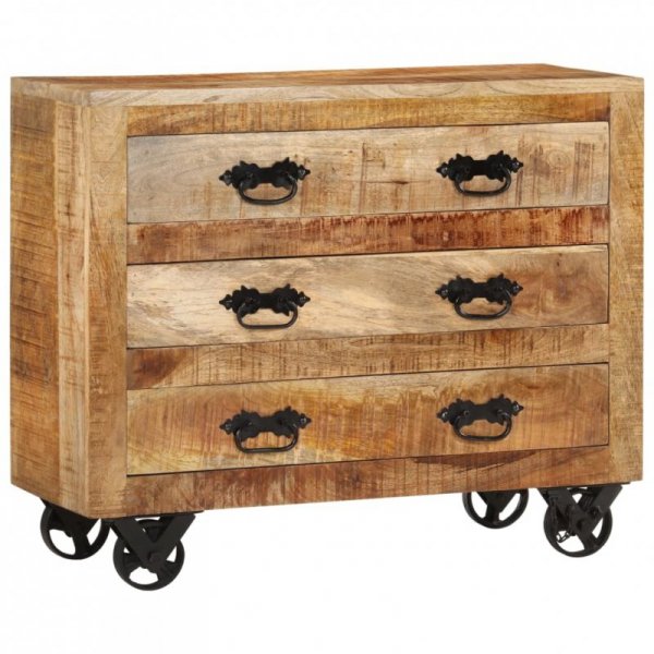 Komoda z 3 szufladami, 80x30x65 cm, lite, surowe drewno mango