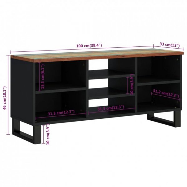 Szafka RTV, 100x33x46 cm, drewno i materiał drewnopochodny