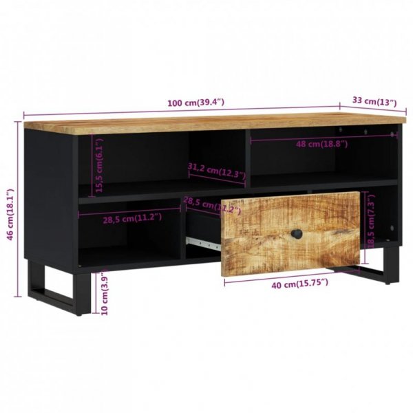 Szafka RTV, 100x33x46 cm, mango i materiał drewnopochodny