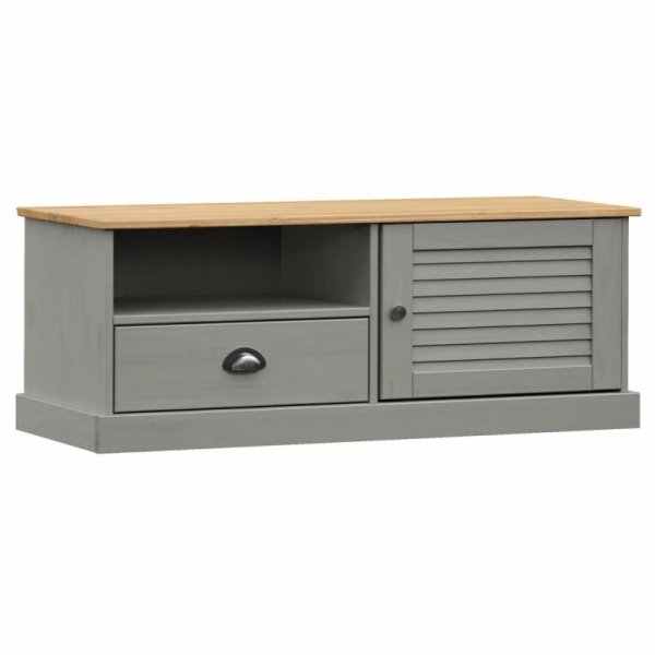 Szafka pod TV VIGO, szara, 106x40x40 cm, lite drewno sosnowe