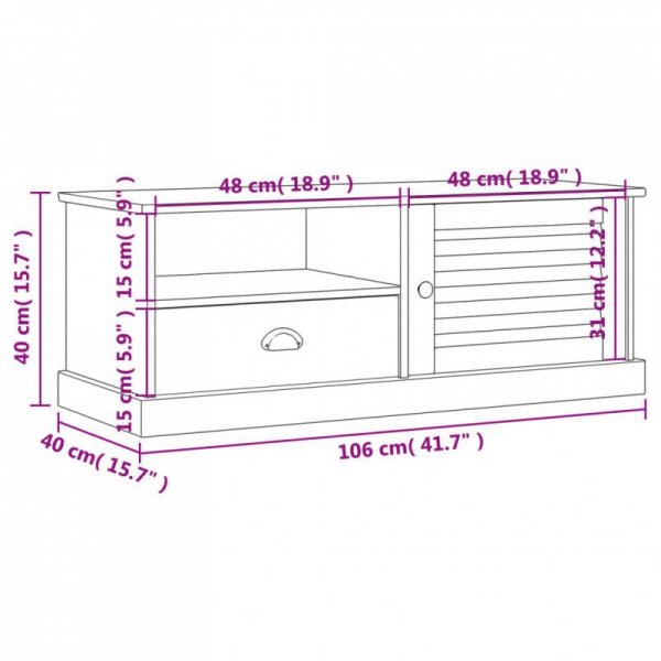 Szafka pod TV VIGO, szara, 106x40x40 cm, lite drewno sosnowe