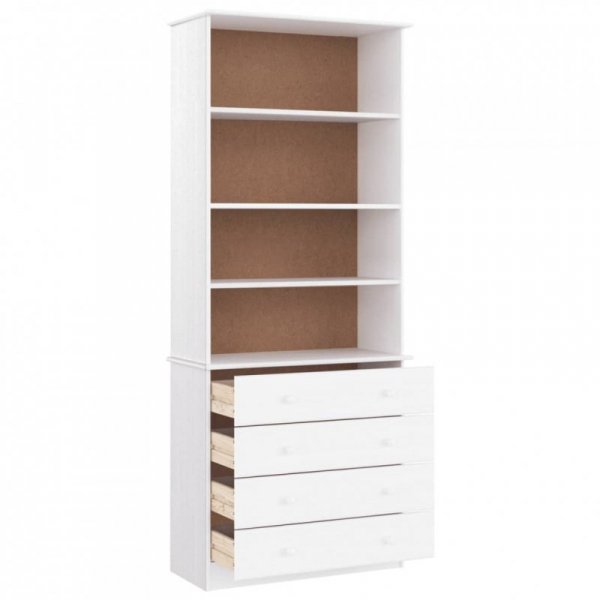 Biblioteczka z szufladami ALTA, biała, 77x35x186,5 cm, sosna